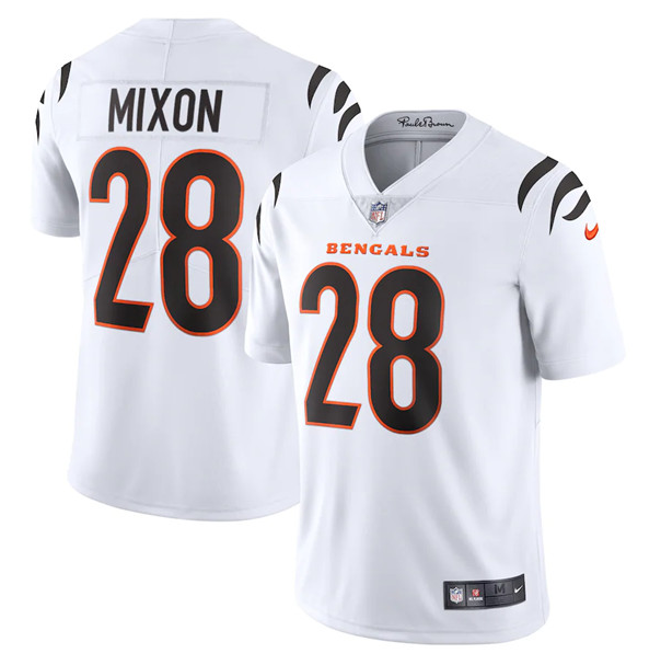 Women's Cincinnati Bengals #28 Joe Mixon 2021 White NFL Vapor Limited Stitched Jersey(Run Small)